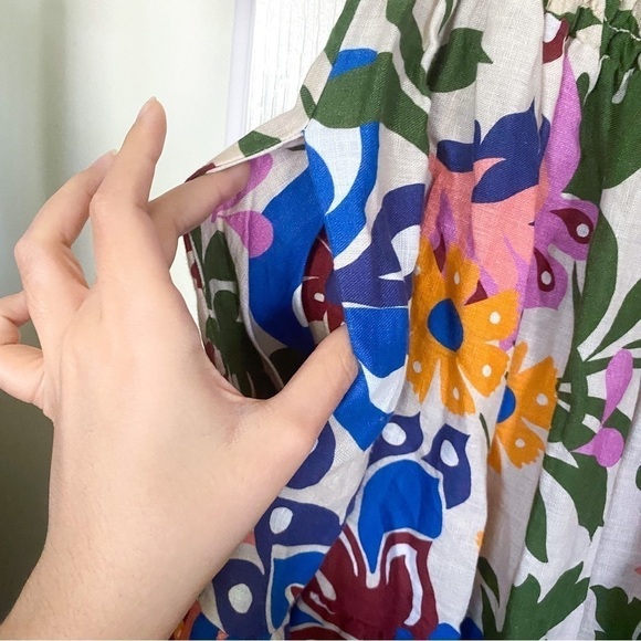 Misa Dress Yolanda Linen Smocked Ruffle Midi Summer Wedding Casita Flora M EUC - Picture 4 of 7